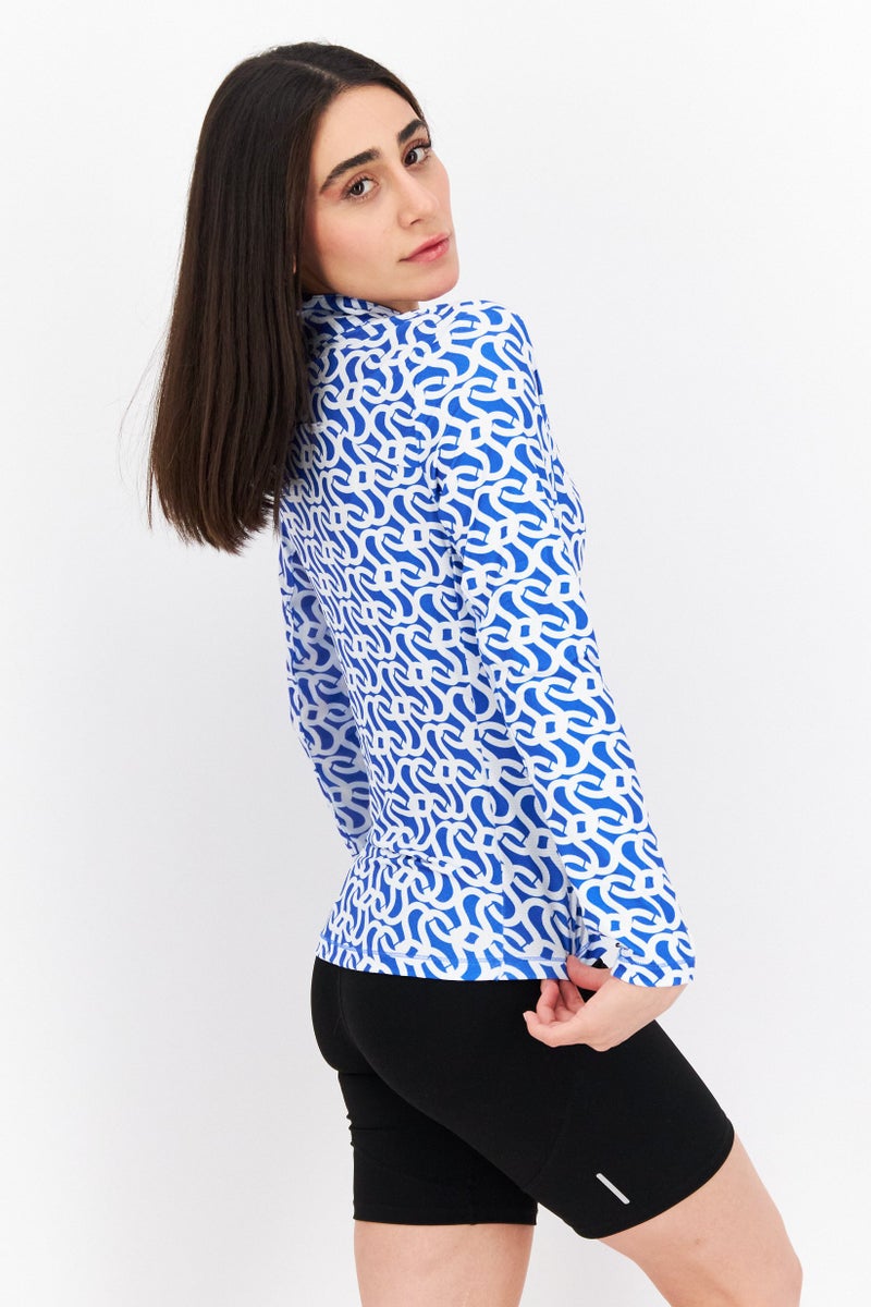 Gottex Women Sportswear Fit Long Sleeve Front Zip Jacket, Blue - Image 4