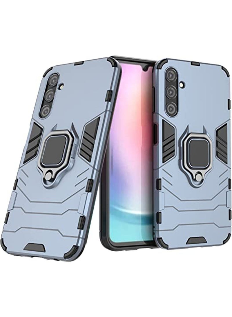 Generic - Samsung Galaxy A24 Mobile Case Cover with Hybrid Heavy Duty Protection Shockproof Defender Kickstand Armor Back Cover with Anti-Fingerprint Anti-Scratch Protector Blue - Image 1