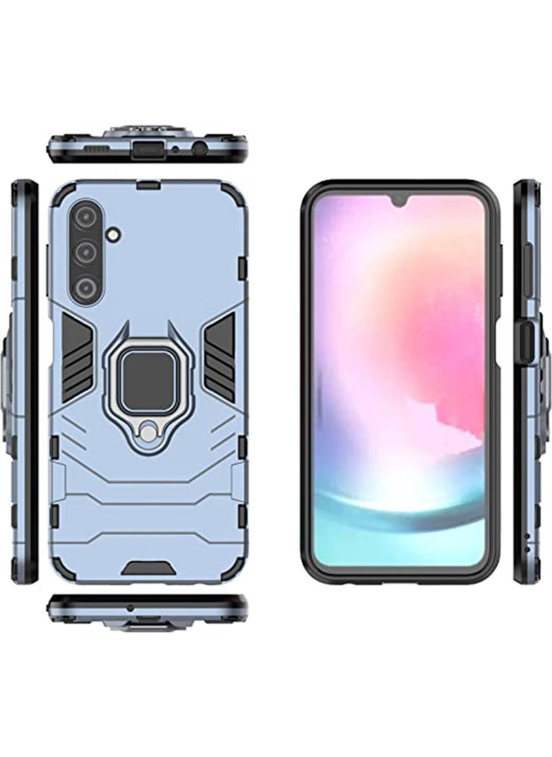 Generic - Samsung Galaxy A24 Mobile Case Cover with Hybrid Heavy Duty Protection Shockproof Defender Kickstand Armor Back Cover with Anti-Fingerprint Anti-Scratch Protector Blue - Image 1