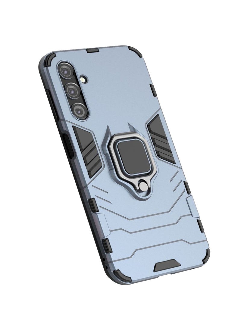Generic - Samsung Galaxy A24 Mobile Case Cover with Hybrid Heavy Duty Protection Shockproof Defender Kickstand Armor Back Cover with Anti-Fingerprint Anti-Scratch Protector Blue - Image 1
