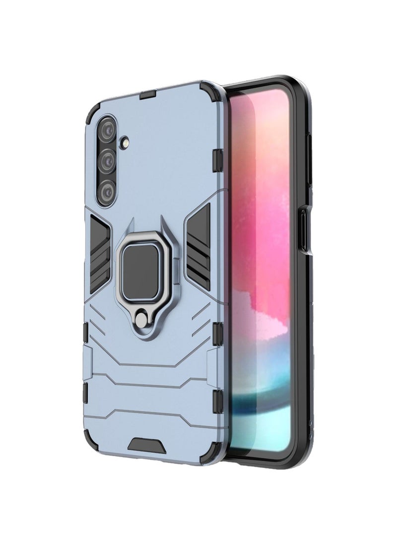 Generic - Samsung Galaxy A24 Mobile Case Cover with Hybrid Heavy Duty Protection Shockproof Defender Kickstand Armor Back Cover with Anti-Fingerprint Anti-Scratch Protector Blue - Image 1