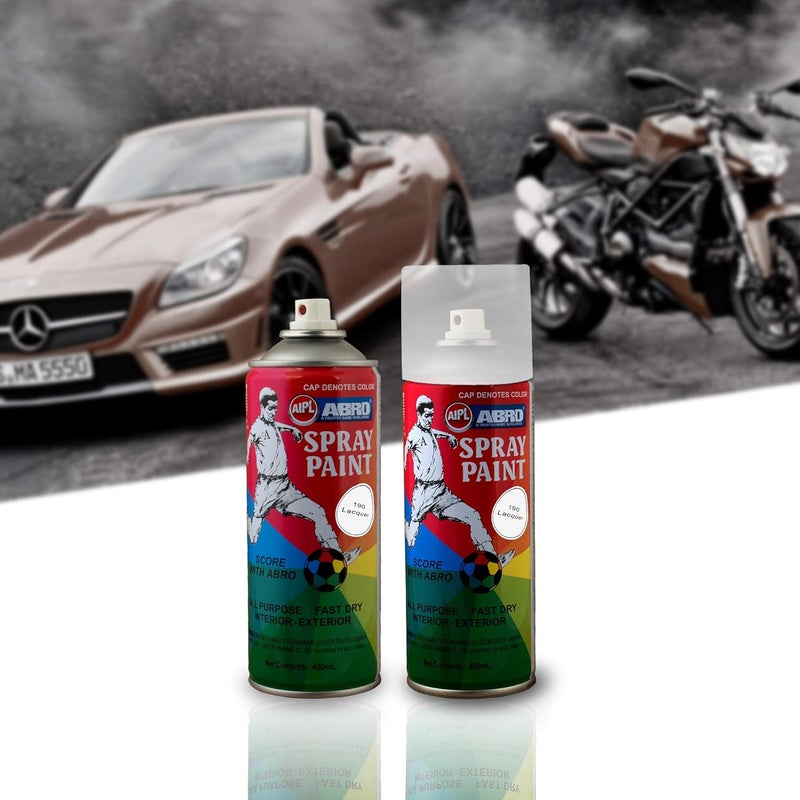 Abro SP-190 علبة طلاء رذاذ ملون متعددة الاستخدامات (400 مل، لكر) جاف سريع للتطبيقات المنزلية للمعادن، الخشب، الجدران، السيارات والدراجات النارية - Image 5