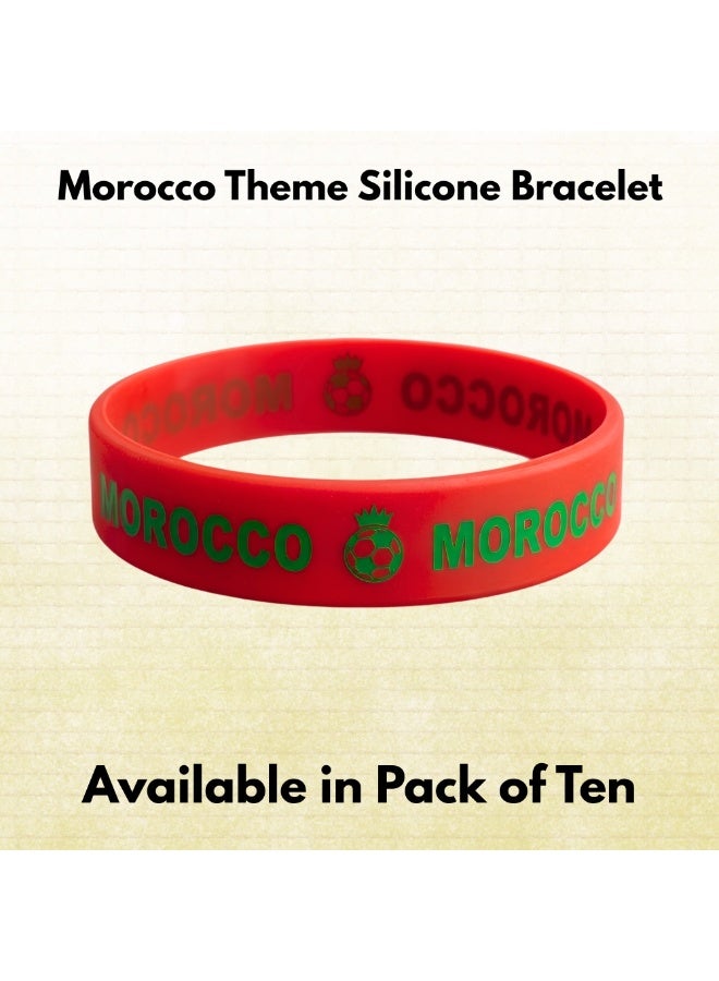 PRINTSHOP4ME Morocco Soccer Silicone Wristband | Pack of 10 | Football Theme Bands | Unisex Sports Style | Match Day Wear - Image 2