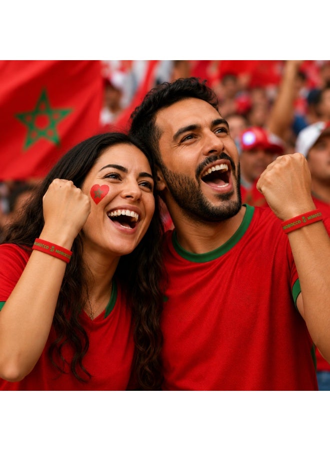 PRINTSHOP4ME Morocco Soccer Silicone Wristband | Pack of 10 | Football Theme Bands | Unisex Sports Style | Match Day Wear - Image 3