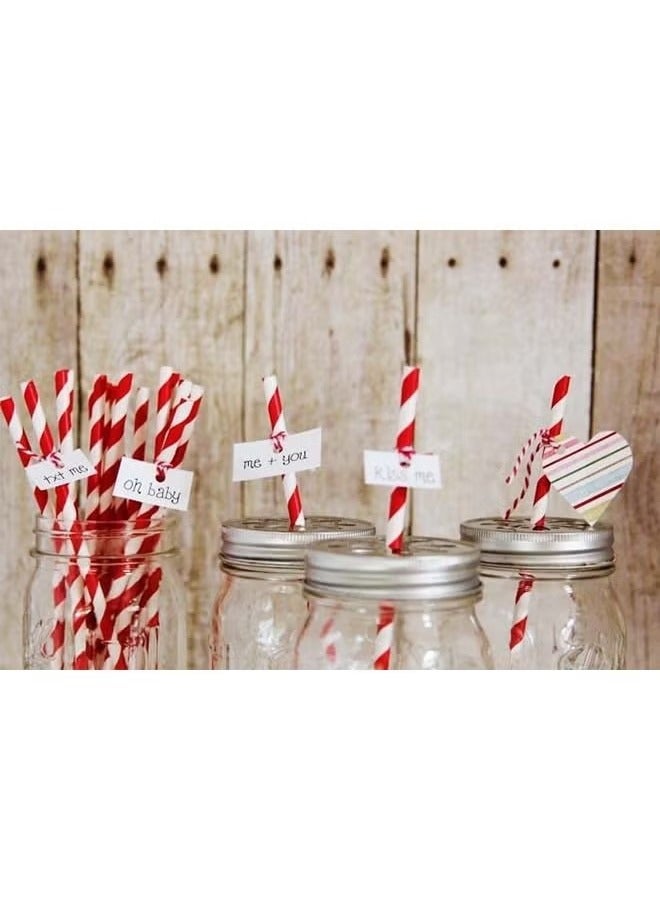 أخبار 100 قطعة من مصاصات الورق المخططة للاستخدام مرة واحدة، مصاصات ورقية مخططة باللون الأحمر لمشروبات العصائر والكوكتيلات - Image 3