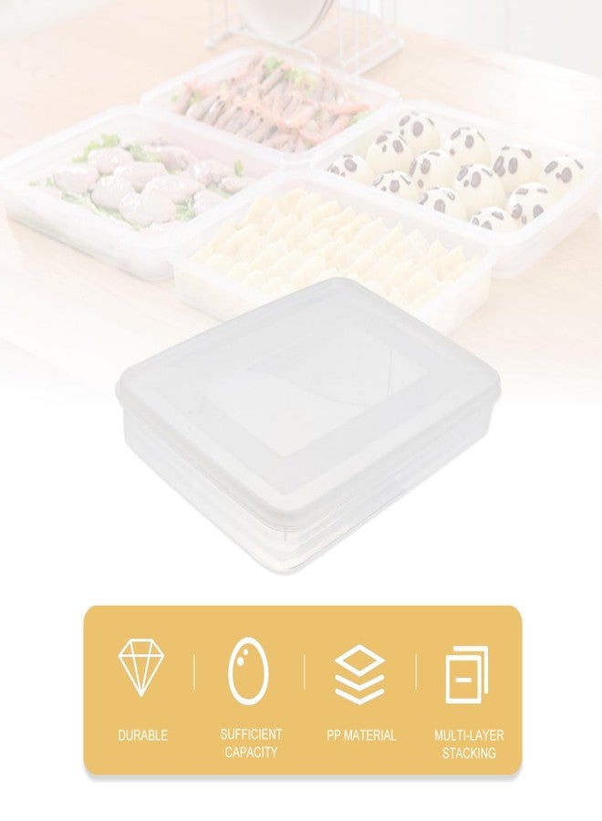 HOMSFOU 2pcs Dumpling Box Containers for Fridge Large Plastic Container Flat Storage Bins Stackable Food Storage Containers Refrigerator Box Dumpling Case Kitchen Supply Dumpling Tray - Image 5