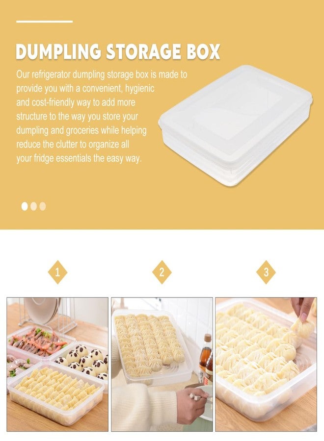 HOMSFOU 2pcs Dumpling Box Containers for Fridge Large Plastic Container Flat Storage Bins Stackable Food Storage Containers Refrigerator Box Dumpling Case Kitchen Supply Dumpling Tray - Image 3