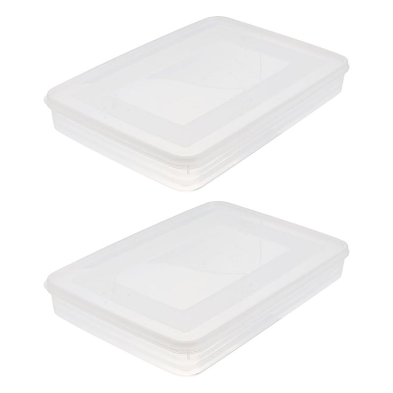 HOMSFOU 2pcs Dumpling Box Containers for Fridge Large Plastic Container Flat Storage Bins Stackable Food Storage Containers Refrigerator Box Dumpling Case Kitchen Supply Dumpling Tray - Image 1