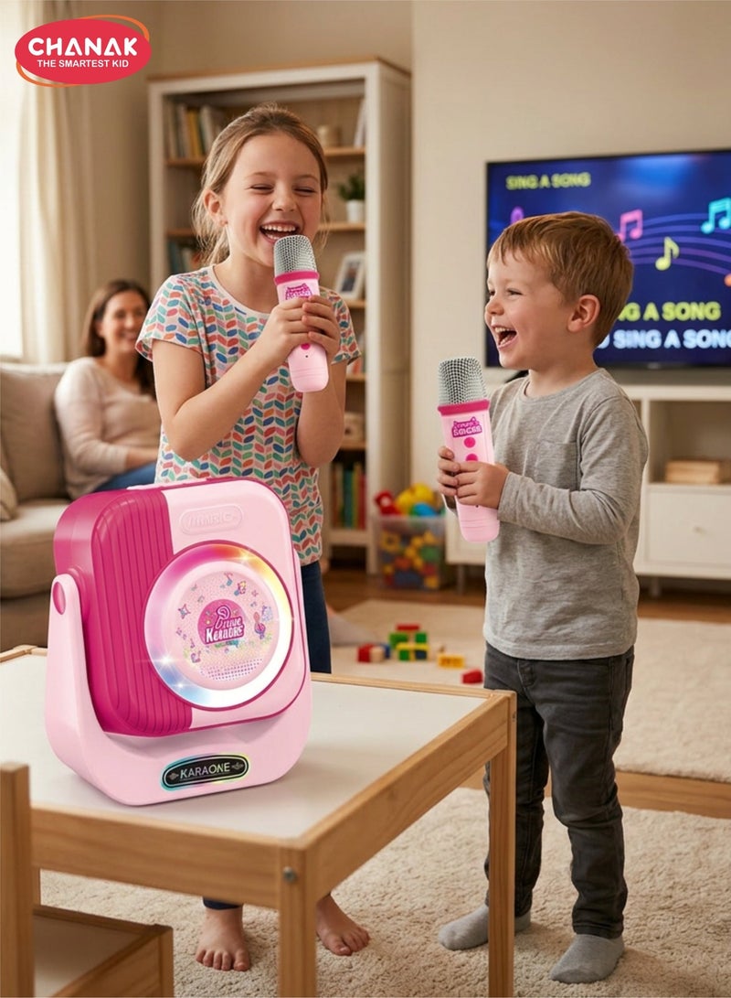 Chanak Smart Singer Bluetooth Wireless Karaoke Microphone with 2 Mics & Built-in Mini Speaker, USB Type-C Fast Charging Cable, Premium Plastic Body, Fun Musical Toy for Kids Age 3 Years and Above - Image 1