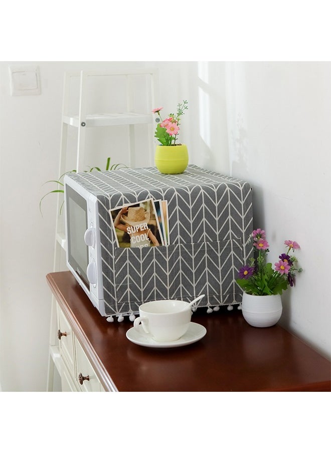 Beauenty Microwave Oven Cover, Dustproof Protector Decorative Kitchen Appliance Cover, with Side 4 Storage Organizer Bags 11.8x35.4  - Image 3