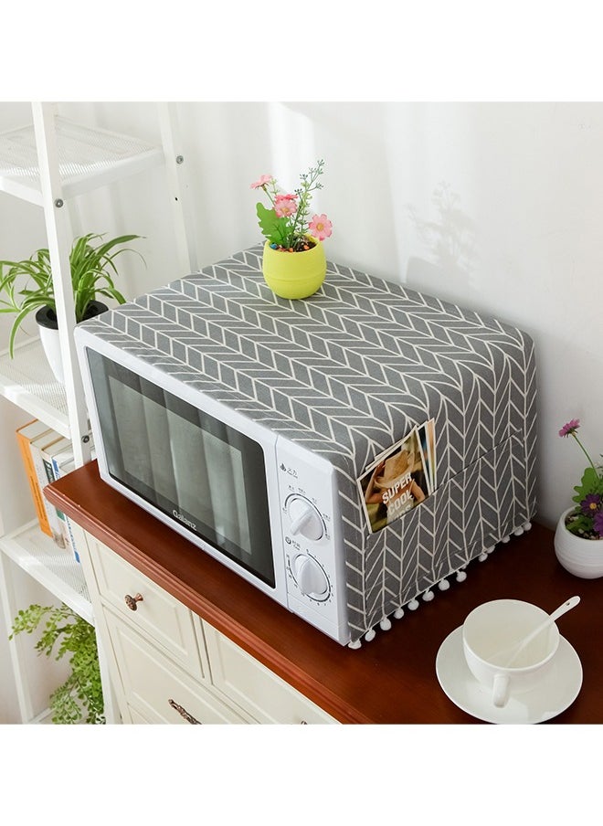 Beauenty Microwave Oven Cover, Dustproof Protector Decorative Kitchen Appliance Cover, with Side 4 Storage Organizer Bags 11.8x35.4  - Image 1