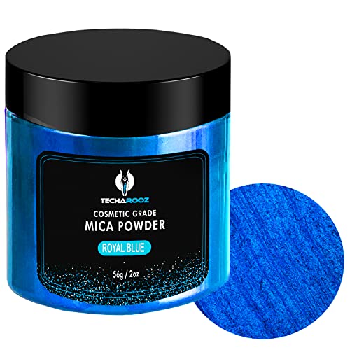 Royal Blue Mica Powder for Epoxy Resin 56g  2oz Jar  Techarooz 2 Tone Resin Dye Color Pigment Powder for Lip Gloss Nails Colorant for Slime Bath Bombs Soap Making  Polymer Clay