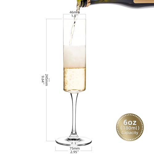 UMEIED Champagne Flutes, 6oz Edge Champagne Glasses Set of 12 with Long Stem - Sparkling Wine Glasses & Elegant Gift for Home, Wedding, Anniversary, Party, Birthday, Clear - Image 2