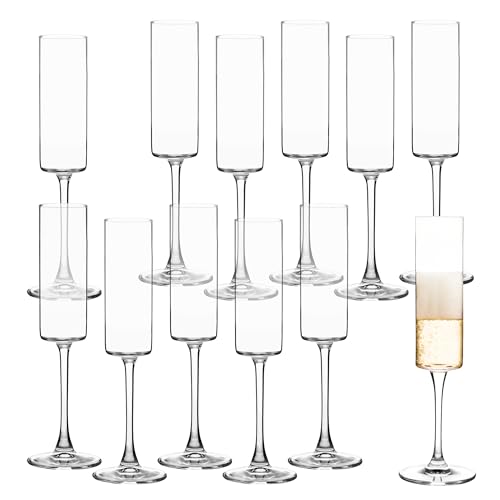 UMEIED Champagne Flutes, 6oz Edge Champagne Glasses Set of 12 with Long Stem - Sparkling Wine Glasses & Elegant Gift for Home, Wedding, Anniversary, Party, Birthday, Clear - Image 1
