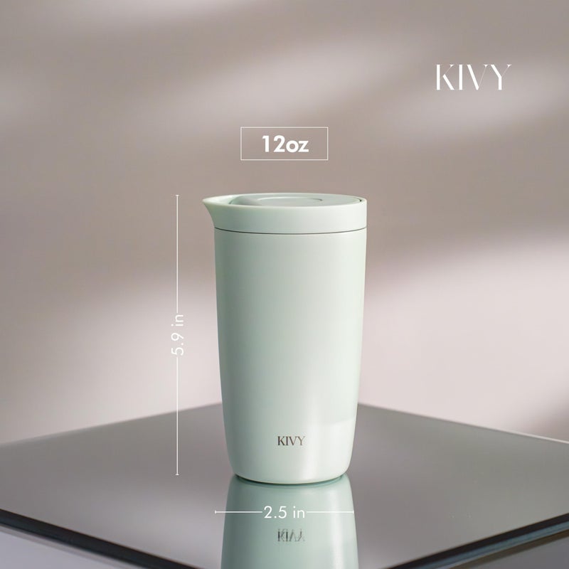 KIVY Travel Coffee Mug Tumbler [24h Cold | 6h Hot] Insulated Coffee Tumbler Stainless Steel - Leak Proof Coffee Travel Mug - 12oz Insulated cup to go for hot & cold drinks - Cups for Women & Men - Image 2