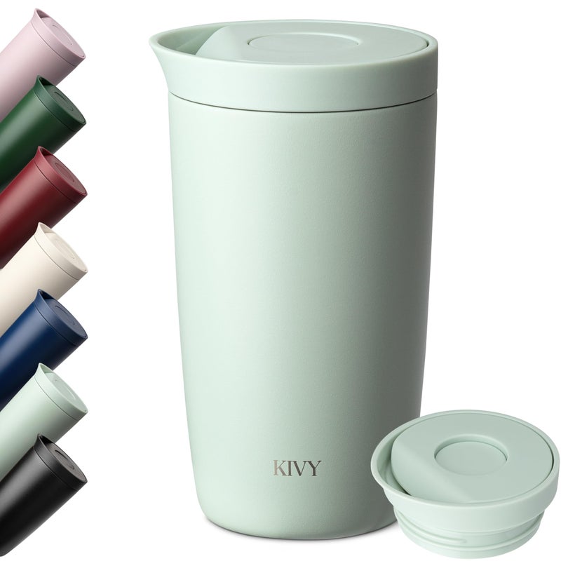 KIVY Travel Coffee Mug Tumbler [24h Cold | 6h Hot] Insulated Coffee Tumbler Stainless Steel - Leak Proof Coffee Travel Mug - 12oz Insulated cup to go for hot & cold drinks - Cups for Women & Men - Image 1
