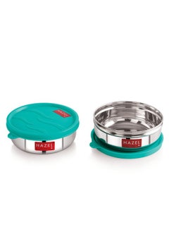 Hazel HAZEL Air Tight Containers for Storage | 300 ml Each Stainless Steel Container for Kitchen Storage | Storage Box for Kitchen & Tiffin Boxes with Leak Proof Lid, Set of 2  - Image 1