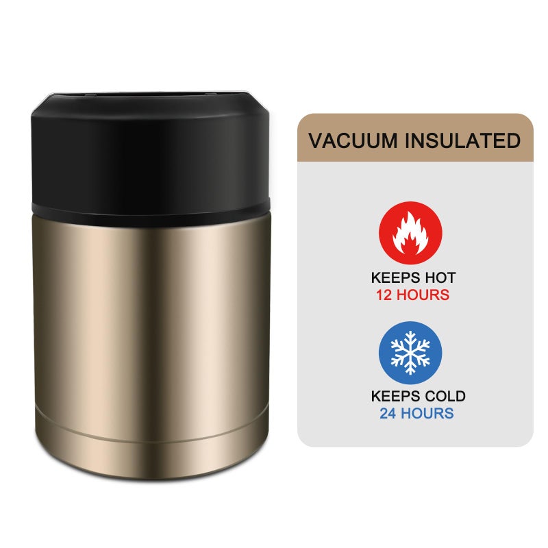 Zalaxt 28oz Soup Thermos, Stainless Steel Thermos for Hot Food, Wide Mouth Food Thermos Jar, Insulated Lunch Container Leak Proof Vacuum Thermal Flask(gold) - Image 3
