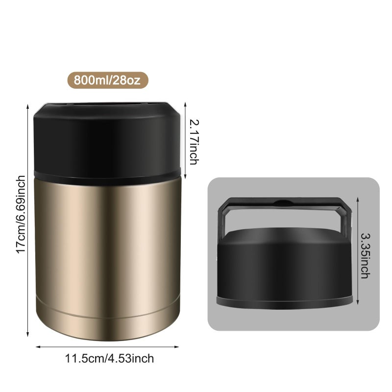 Zalaxt 28oz Soup Thermos, Stainless Steel Thermos for Hot Food, Wide Mouth Food Thermos Jar, Insulated Lunch Container Leak Proof Vacuum Thermal Flask(gold) - Image 4