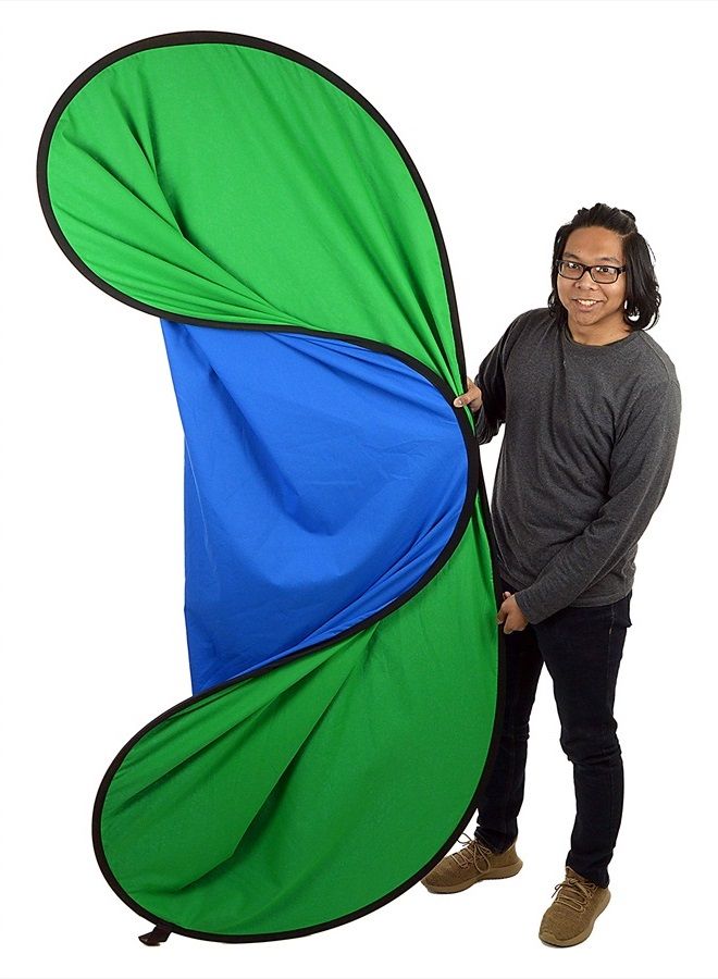 Fotodiox 5'x7' Collapsible Chromakey Green + Blue 2-in-1 Background, Backdrop kit w/Stand Support - Image 3