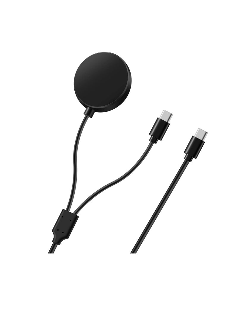 2 in 1 Charger for Samsung Galaxy Watch 7/Ultra/6/6 Classic/5/5 Pro/4/4 Classic/3/Active 2/Active 1/Fe,Nylon Braided Magnetic Fast Charging Cable for Samsung Phone and Watch - Image 2