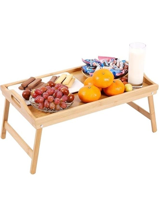 صينية فطار خشب زان مزودة بيد للحمل وبرجول للتقديم الأنيق. دهان ضد المياه وقشرة موجنة طبيعية مثالية للضيافة أو الفطار على السرير LO - Image 2