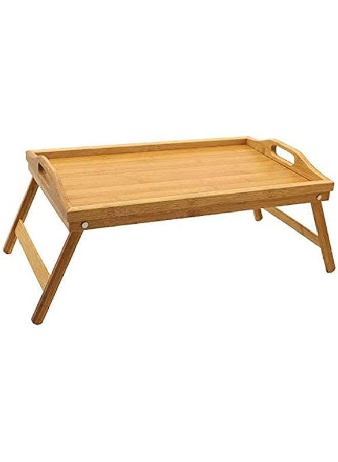 صينية فطار خشب زان مزودة بيد للحمل وبرجول للتقديم الأنيق. دهان ضد المياه وقشرة موجنة طبيعية مثالية للضيافة أو الفطار على السرير LO - Image 4