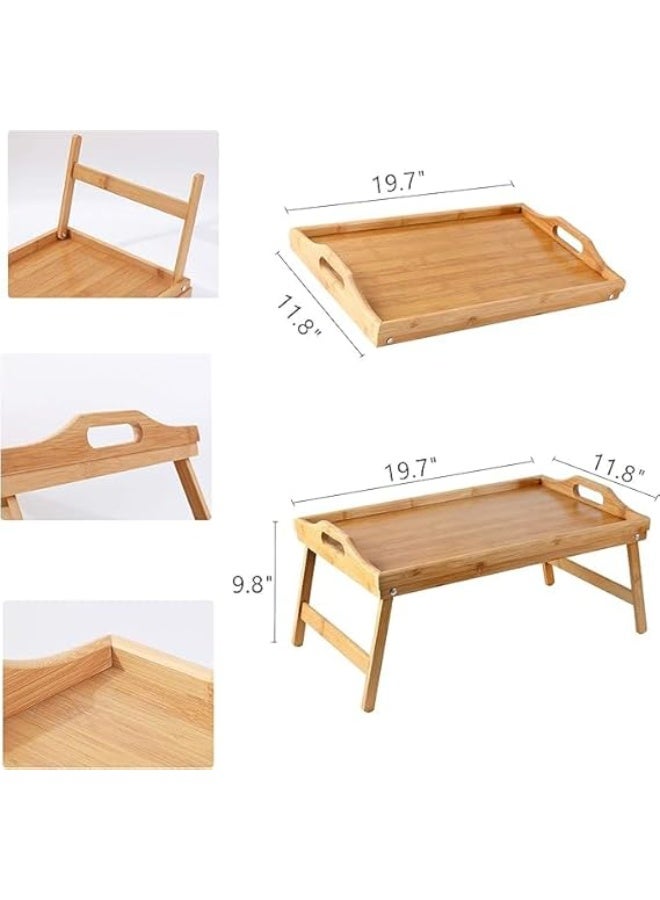 صينية فطار خشب زان مزودة بيد للحمل وبرجول للتقديم الأنيق. دهان ضد المياه وقشرة موجنة طبيعية مثالية للضيافة أو الفطار على السرير LO - Image 3