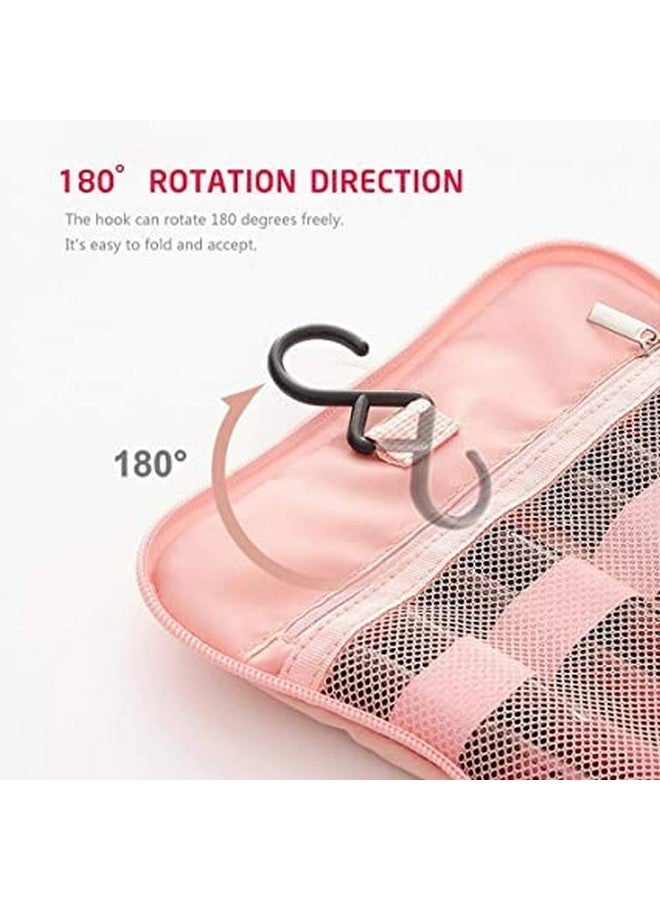Flywind Hanging Toiletry Bag,Cosmetic Travel Bag with Hook & Elastic Band Compact Multifunction Cosmetic Organizer Beauty Pouch Makeup Vanity Box (Pink) - Image 3