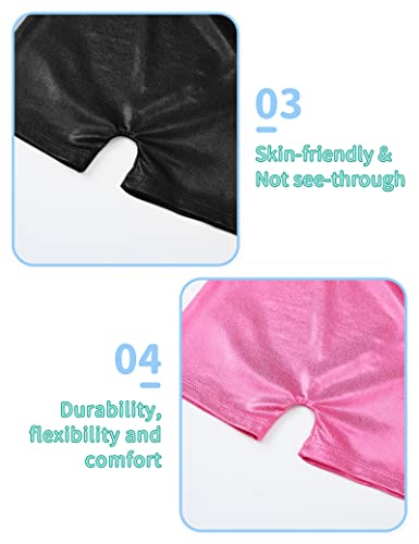 Nymphperi Leotards Gymnastics for Girls Size 4t 5t Sparkly Sleeveless Solid Rose Pink Biketards with Shorts Shiny Pure Black Unitards for Kids Ballet Birthday Gifts - Image 4