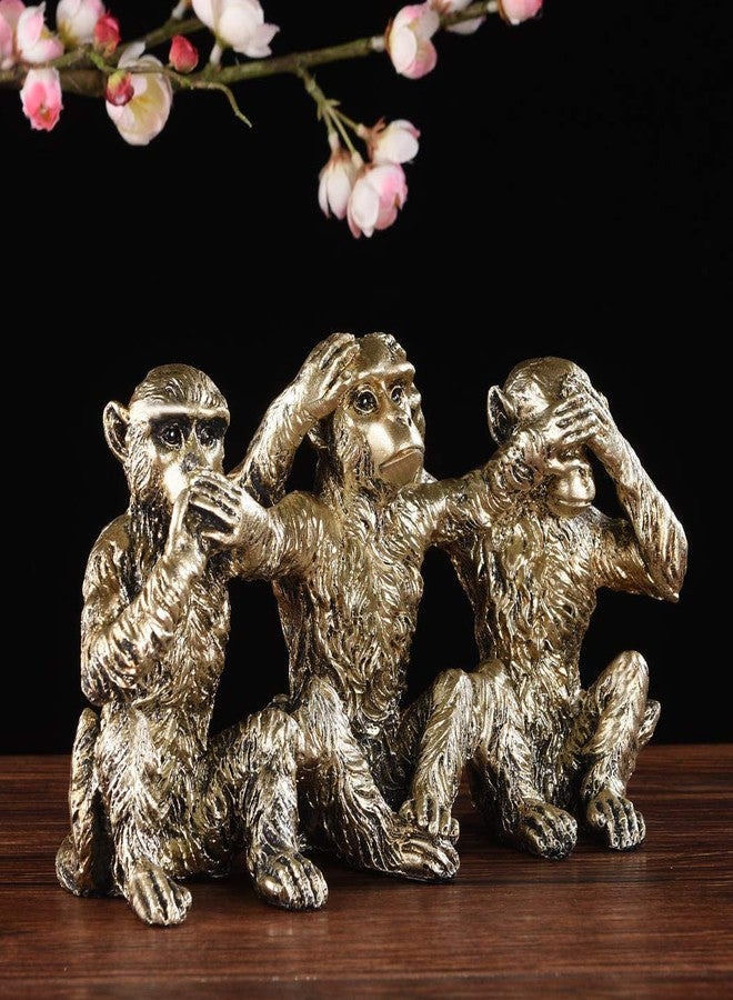 BRASSTAR See Speak Hear NO Evil Monkeys Statue Resin Silver 4.7" Home Office Decoration Gifts PTZD046 - Image 4