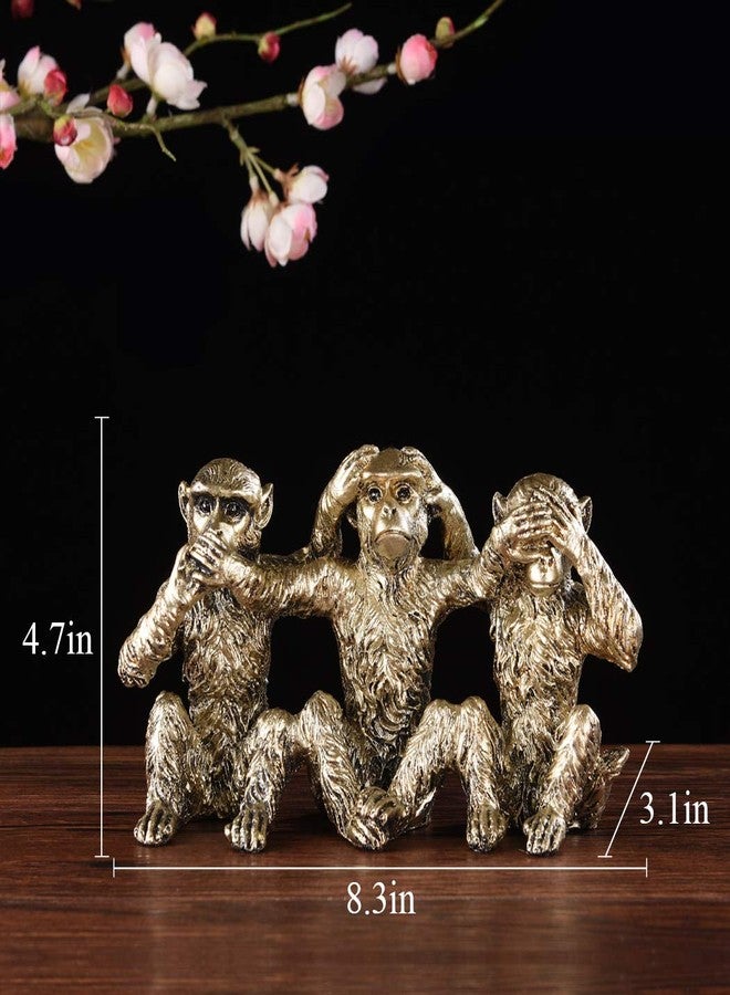 BRASSTAR See Speak Hear NO Evil Monkeys Statue Resin Silver 4.7" Home Office Decoration Gifts PTZD046 - Image 2