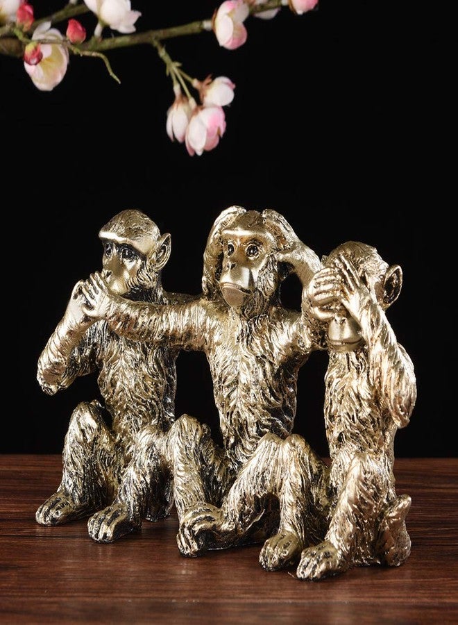 BRASSTAR See Speak Hear NO Evil Monkeys Statue Resin Silver 4.7" Home Office Decoration Gifts PTZD046 - Image 5