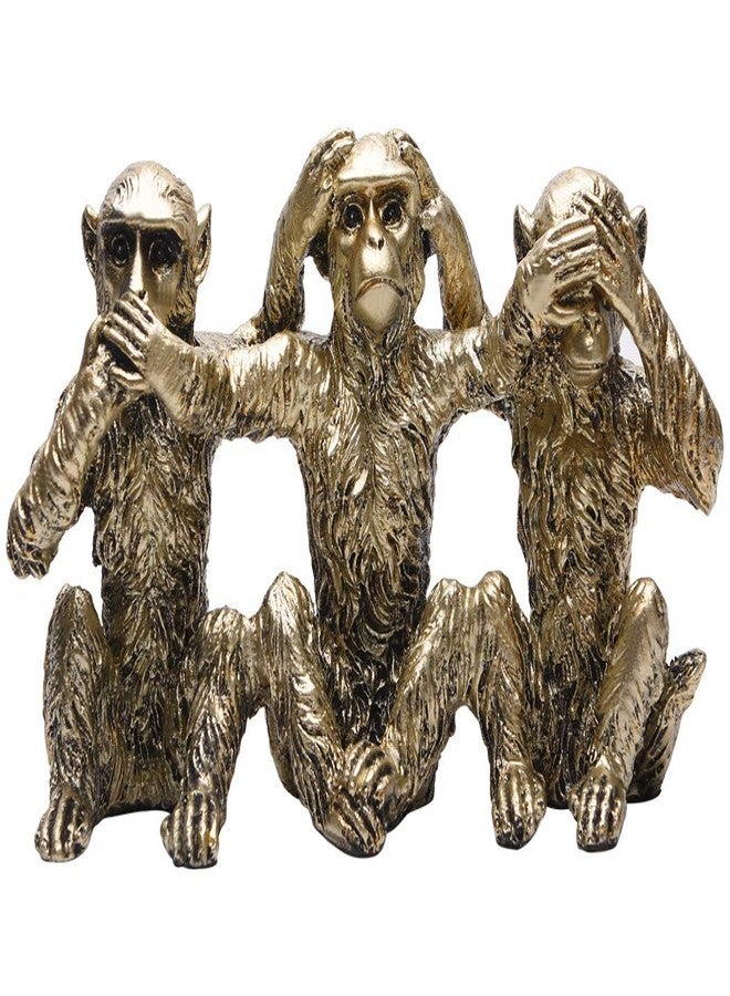 BRASSTAR See Speak Hear NO Evil Monkeys Statue Resin Silver 4.7" Home Office Decoration Gifts PTZD046 - Image 1