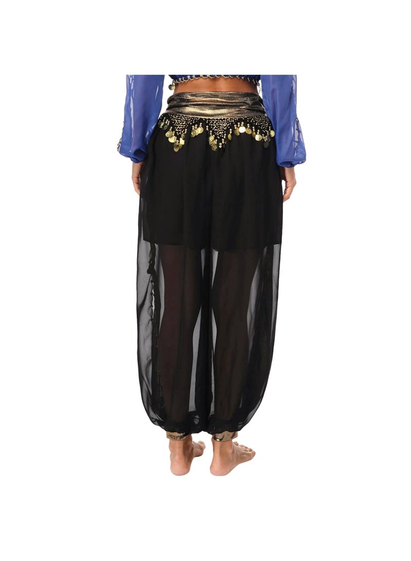SYOSI بنطلون رقص شرقي نسائي لامع مرصع بالترتر بنطلون يوغا عربي للهالوين - Image 2