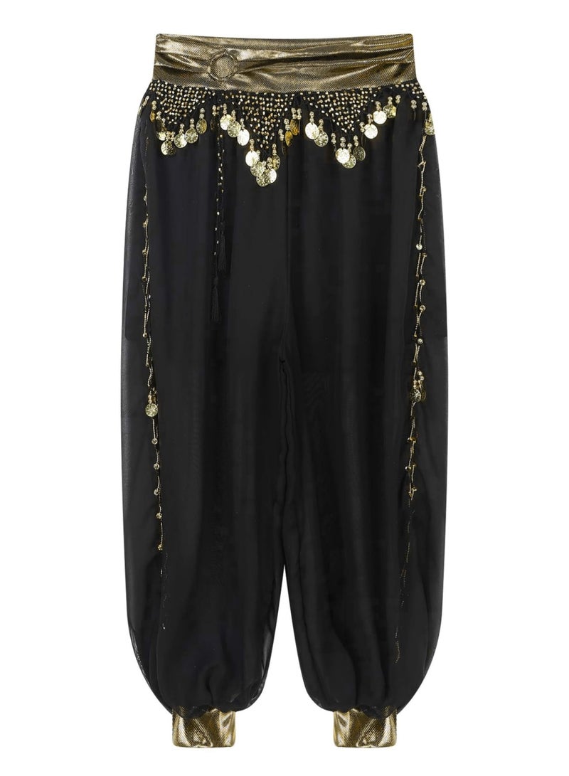 SYOSI بنطلون رقص شرقي نسائي لامع مرصع بالترتر بنطلون يوغا عربي للهالوين - Image 5