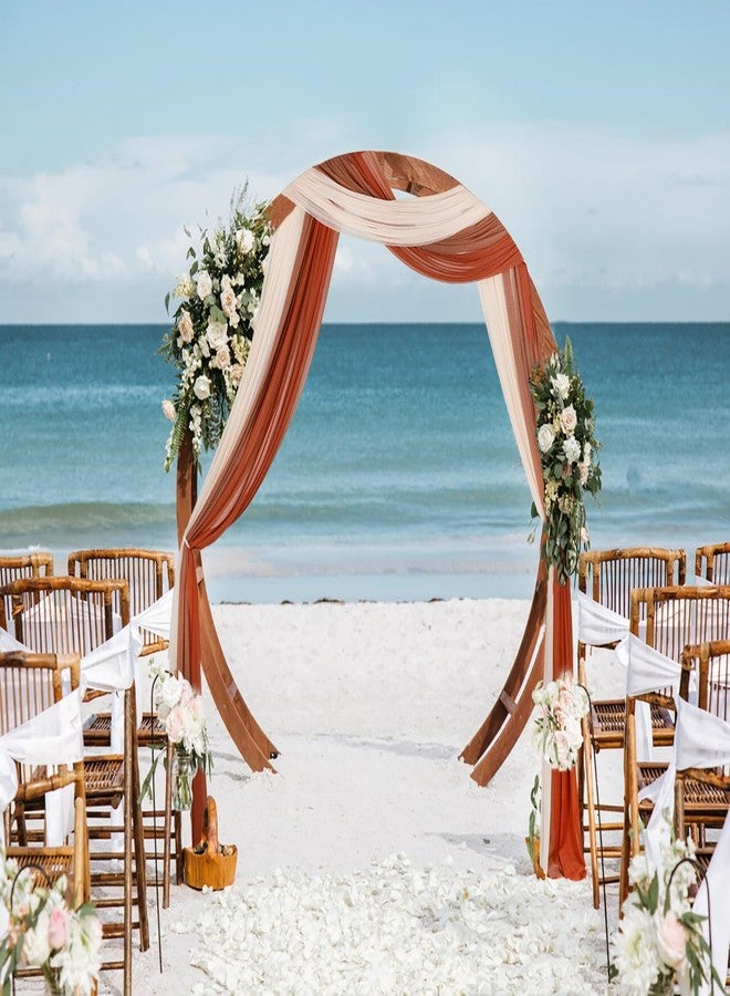 DearHouse 3 Panel Wedding Arch Draping Fabric,29.5" x18Ft Pearl Fabric Drapes for Wedding Sheer Backdrop (Champagne+Terracotta+Caramel) - Image 3