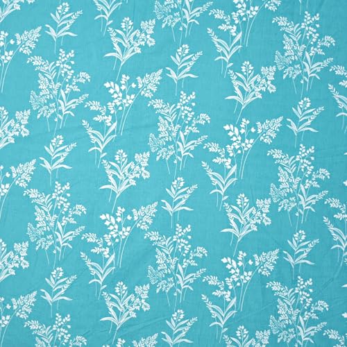 DECOREZA 300 TC All Around Cotton Floral Elastic Fitted Bedsheets King Size,Premium with Elastic Fitted Bedsheets for Double Bed with 2 Pillow Covers,Size 78" X 72"(Aquamarine Blue) - Image 5