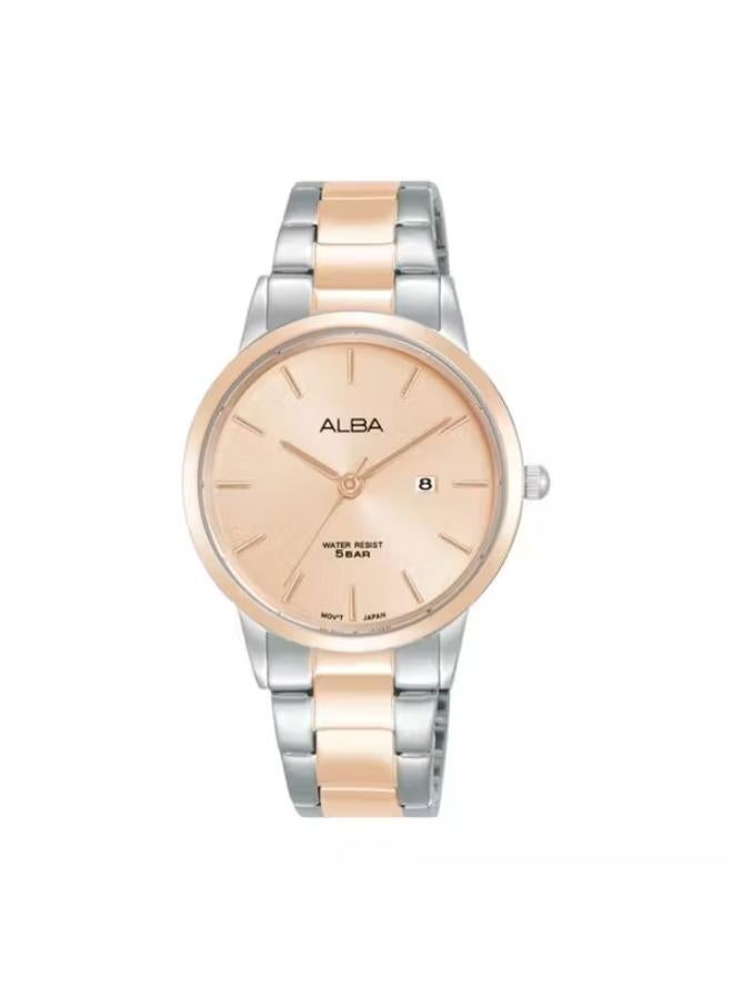 ALBA Ladies' Hand Watch FASHION Stainless Band, Pink Gold Dial AH7BU8X1