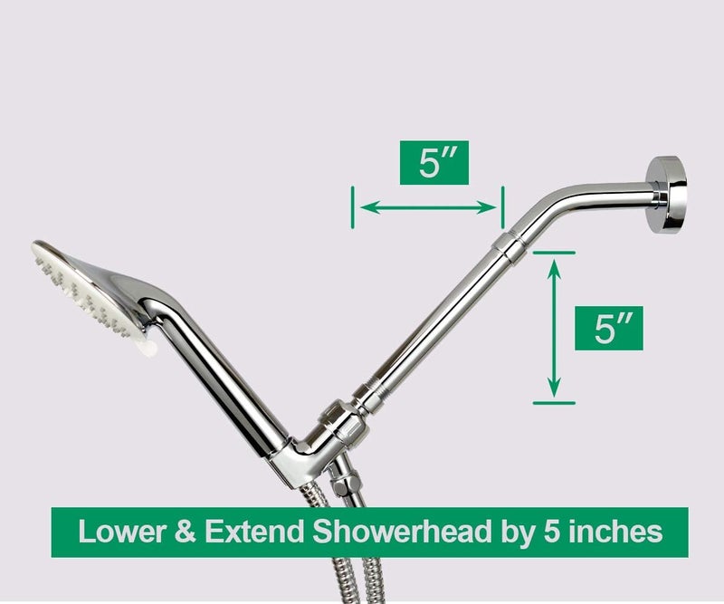 Purelux Shower Arm Extension, 6 inches Shower Head Extender Water Outlet Lowers Existing Shower Head, Chrome Finish Made of Solid Stainless Steel - Image 2