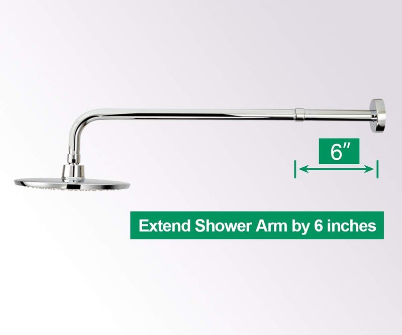 Purelux Shower Arm Extension, 6 inches Shower Head Extender Water Outlet Lowers Existing Shower Head, Chrome Finish Made of Solid Stainless Steel - Image 3