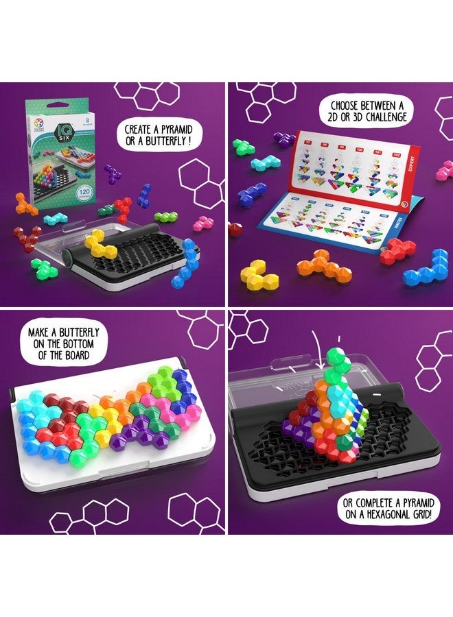 سمارت جيمز لعبة السفر Iq Six Pro للأطفال والكبار ، لعبة عقل لبناء المهارات - دعابة للعقل للأعمار من 8 سنوات فما فوق ، 120 تحديا في حالة مناسبة للسفر - Image 4