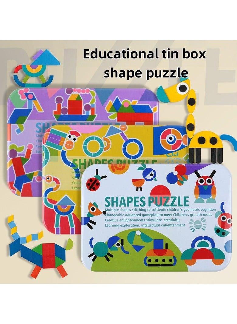 Preschool Montessori Kids Puzzle Set Wooden Animal Educational Game For Toddlers With Tin Storage Box Early Learning And Motor Skill Training Activity Gift For Toddlers - Image 2