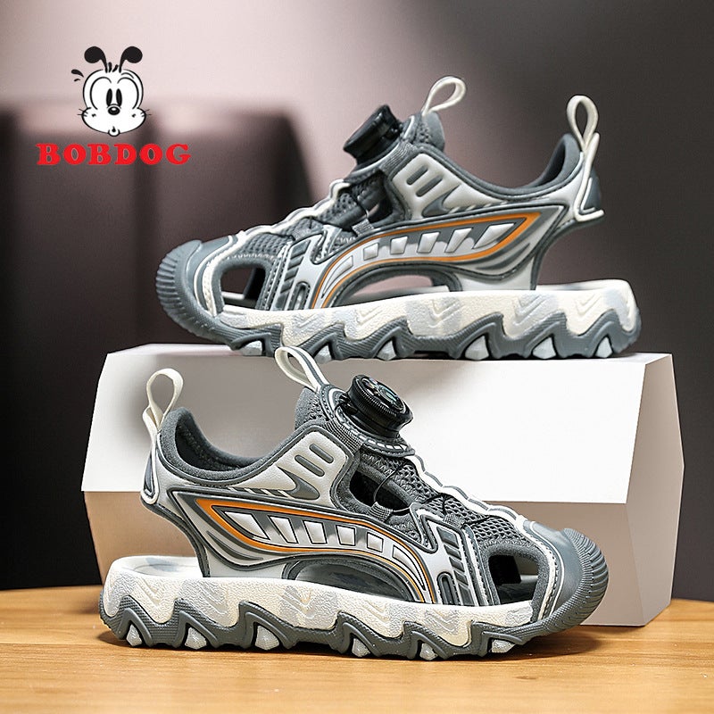 Babu Bean Boys Sandals 2025 Soft Bottom Non-Slip Swivel Buckle Baotou Sports Mid-Big Kids Beach Shoes - Image 3