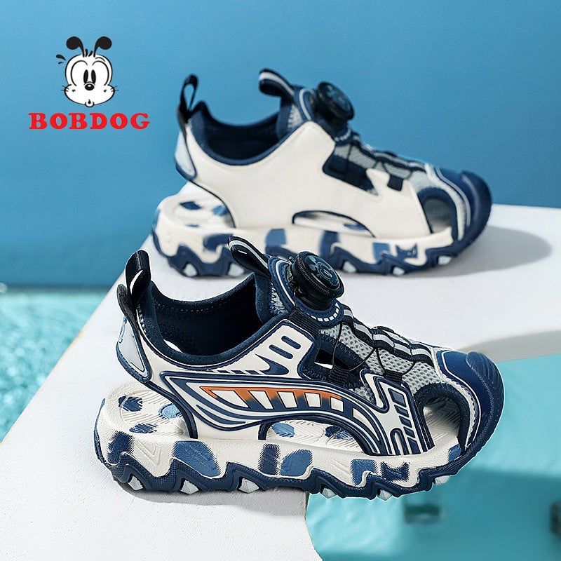 Babu Bean Boys Sandals 2025 Soft Bottom Non-Slip Swivel Buckle Baotou Sports Mid-Big Kids Beach Shoes - Image 4