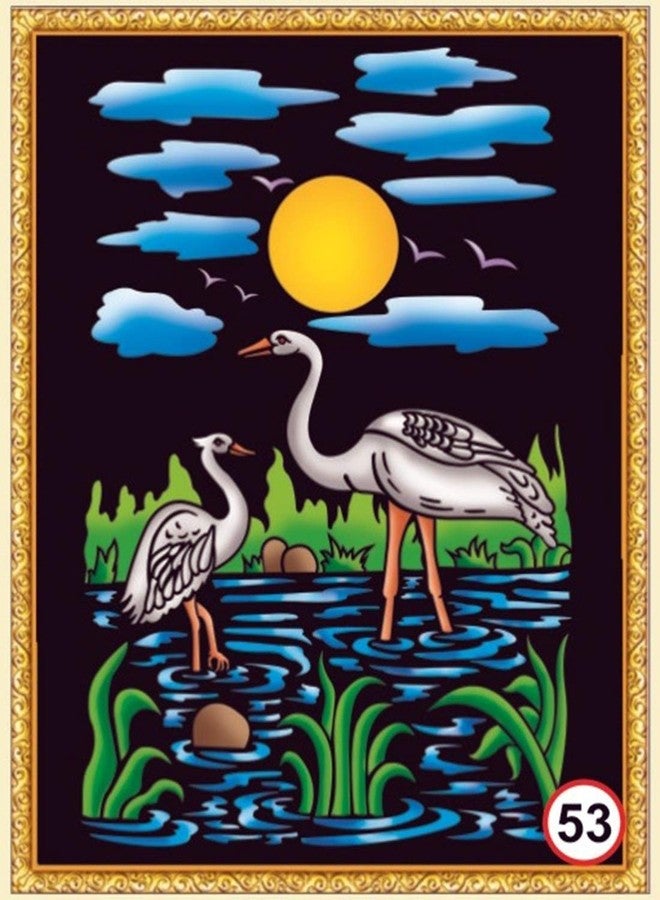 Rainbow DIY - Emboss Painting Kit, Crane (Bird), Medium(13x19 inch), Design No. 53 - Image 1