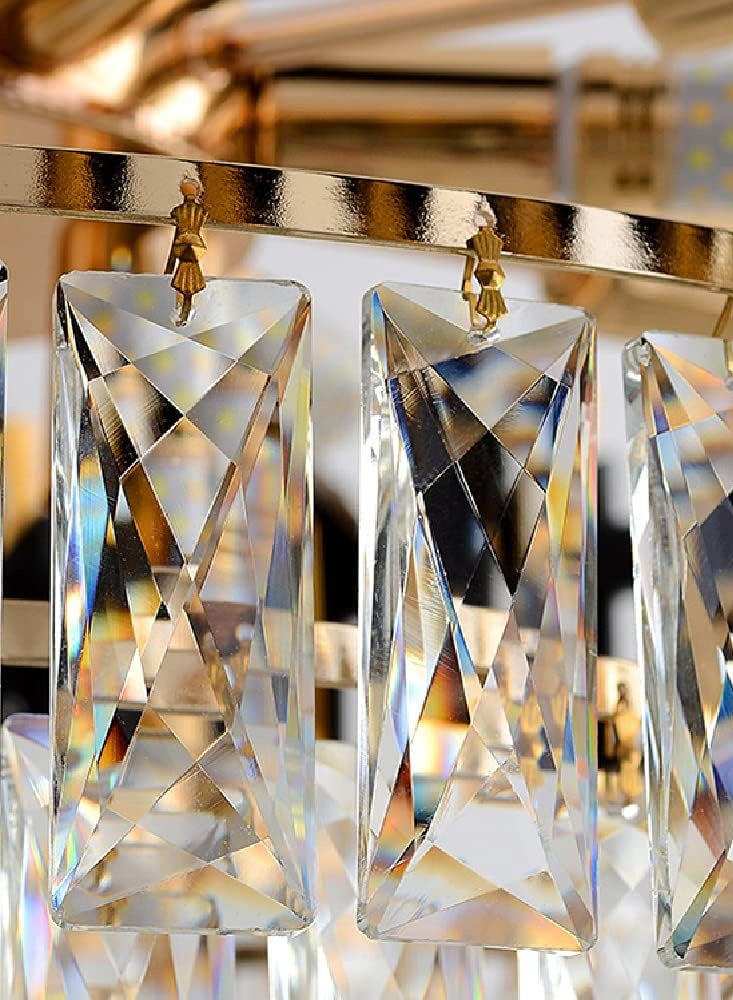 YD Crystal Chandelier Ceiling Light 15.7'' Back Gold Pendant Light 5-Tier Crystal Chandelier Light Fixture Flush Mount Ceiling Light for Dining Room Living Room Kitchen Island Foyer - Image 4