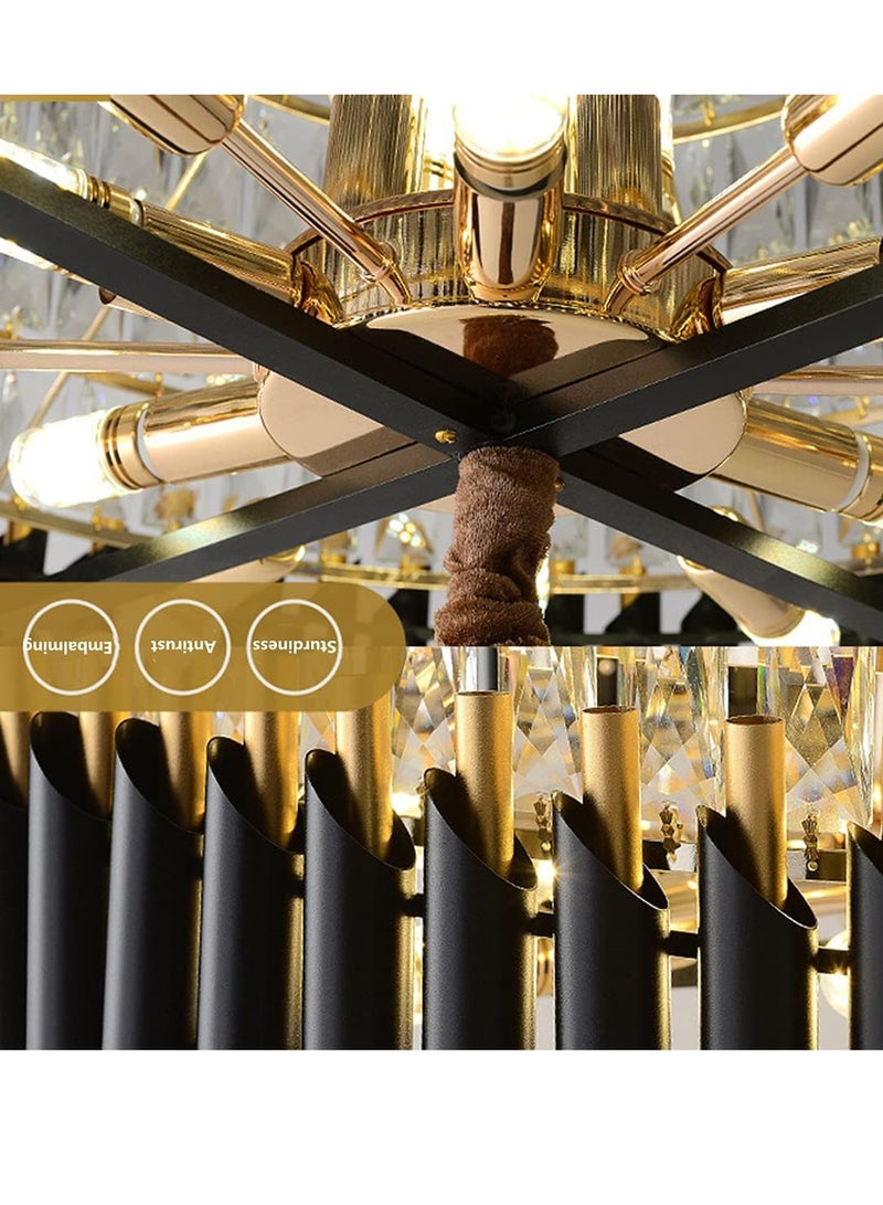 YD Crystal Chandelier Ceiling Light 15.7'' Back Gold Pendant Light 5-Tier Crystal Chandelier Light Fixture Flush Mount Ceiling Light for Dining Room Living Room Kitchen Island Foyer - Image 5