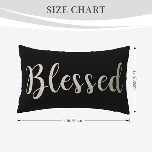 NIDITW Nice Gift Inspirational Blessed Letters Words Waist Lumbar Black Cotton Linen Throw Pillow case Cushion Cover for Sofa Home Decorative Oblong 12x20 Inches - Image 5