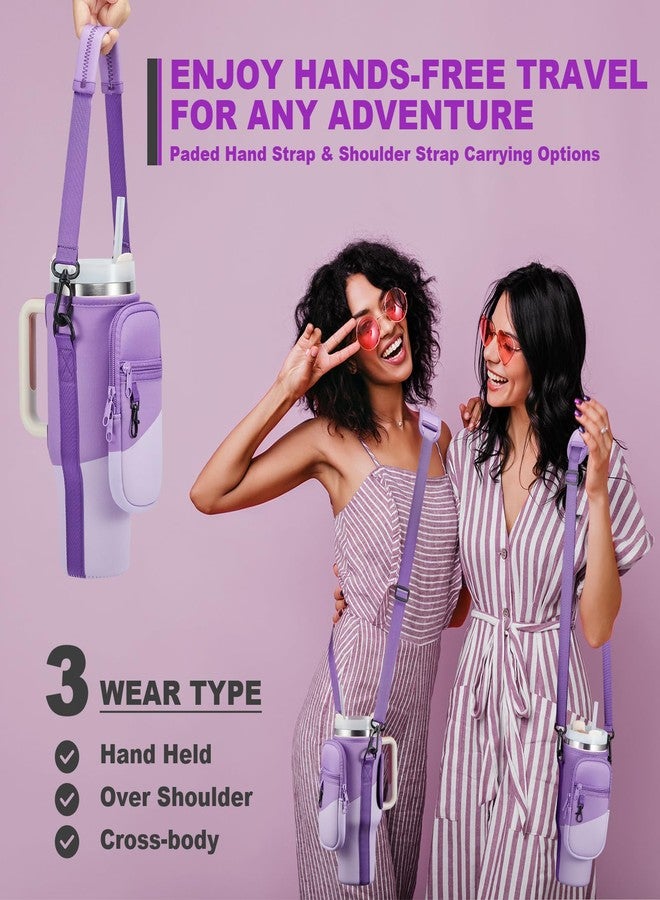 BULKITEM Water Bottle Carrier Bag with Phone Pocket for Pink Stanley 40 oz Tumbler with Handle, Neoprene Water Cup Holder Pouch with Strap for Valentines Stanley Cup Accessories - Image 5